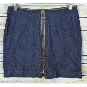 Old Navy Women's Blue Denim Mini Skirt Size 6 Full Front Zip Cotton Vintage Y2K